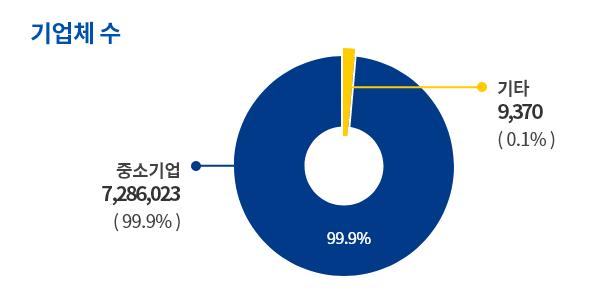 <국내 기업체 숫자(2021년, 중소기업기본통계)>