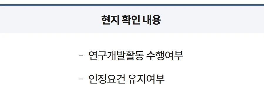 기업부설연구소 현지 확인 내용